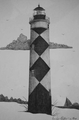Diamondback-patterned lighthouse