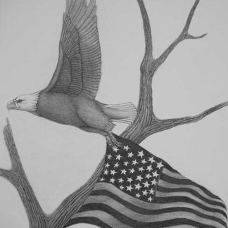 Bald Eagle and American flag