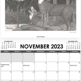 2023 Monthly Calendar featuring pencil drawings by mouth artist Bruce Dellinger